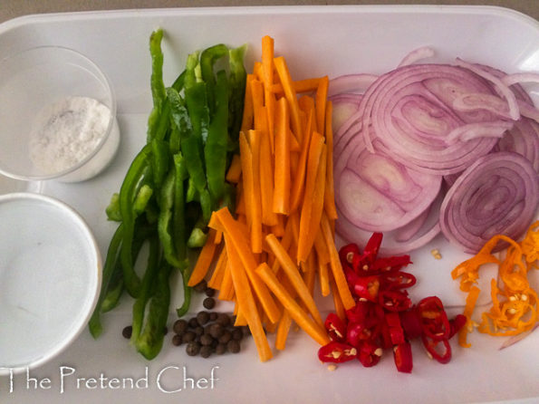 prepared ingredients for Jamaican escovitch fish